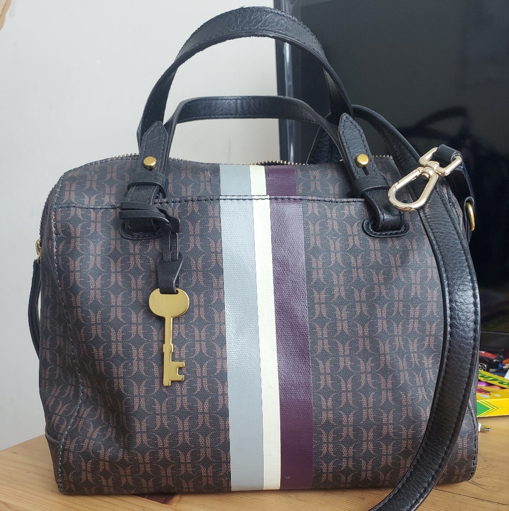 Fossil Brown and Black Satchel